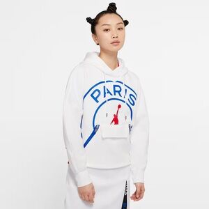 NIKE X JORDAN X PSG White Hoodie with Paris Logo pull over large